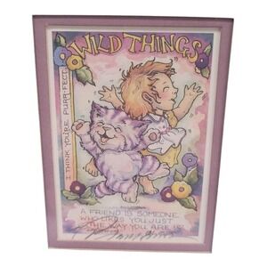 Jody Bergsma Wild Things Art Print Frame Cat Child 9x11 Signed‎